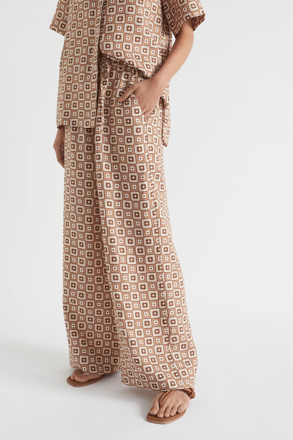 Floral Geo Wide Leg Pant  Auburn Brown Retro  hi-res
