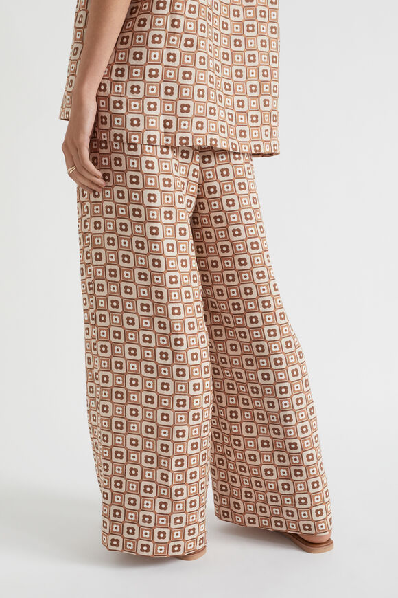 Floral Geo Wide Leg Pant  Auburn Brown Retro  hi-res