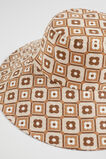 Linen Wide Brim Bucket Hat  Auburn Brown Retro  hi-res