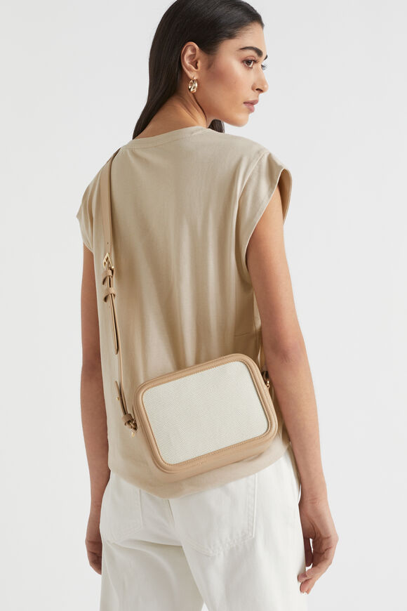 Textured Logo Crossbody Bag  Beige Multi  hi-res
