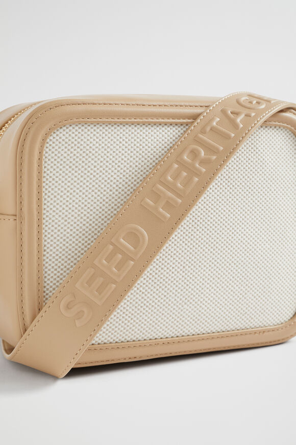 Textured Logo Crossbody Bag  Beige Multi  hi-res