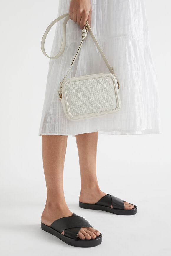Textured Logo Crossbody Bag  Bone  hi-res