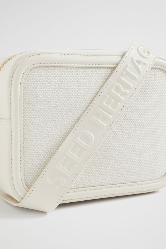 Textured Logo Crossbody Bag  Bone  hi-res
