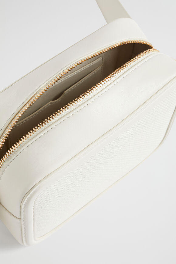 Textured Logo Crossbody Bag  Bone  hi-res