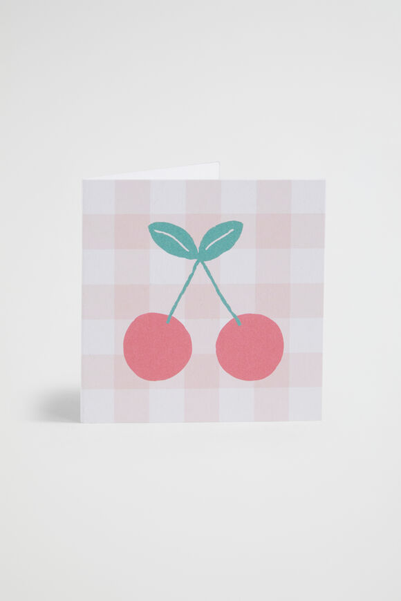 Small Cherry Gingham Card  Multi  hi-res