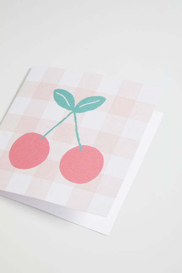 Small Cherry Gingham Card  Multi  hi-res