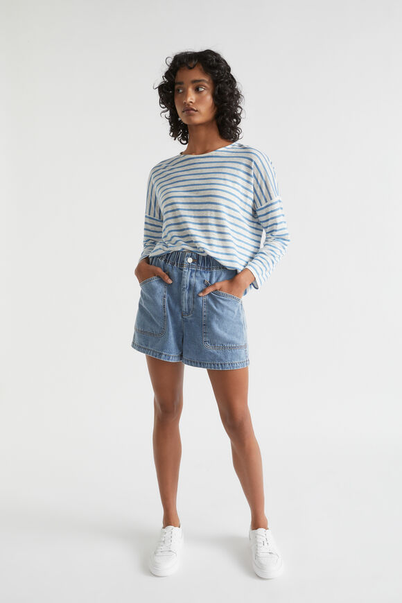 Denim Elasticated Short  Capri Wash  hi-res