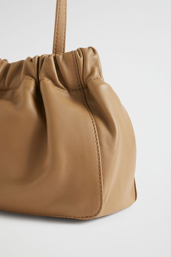 Rouched Leather Crossbody Bag  Cashew  hi-res