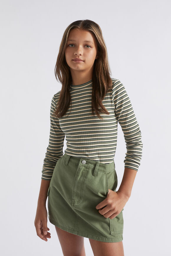Rib Stripe Tee  Khaki  hi-res