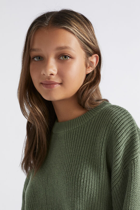 Crop Relaxed Knit  Khaki  hi-res