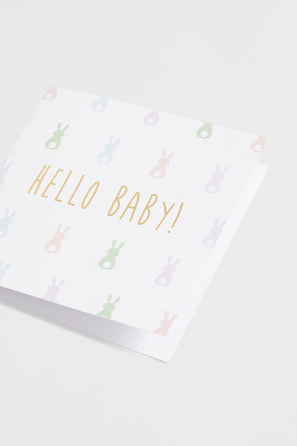 Large Hello Baby Bunny Card  Multi  hi-res