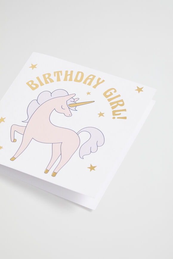 Large Birthday Girl Unicorn Card  Multi  hi-res