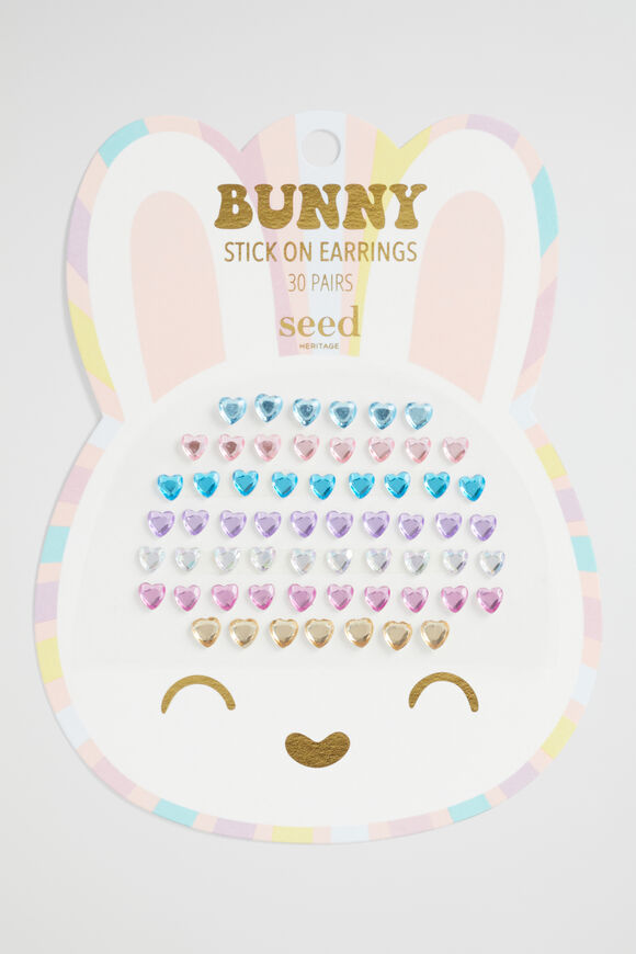 Bunny Rainbow Stick on Earrings  Multi  hi-res