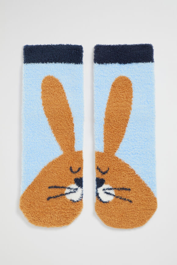 Fluffy Bunny Sock  Pale Blue  hi-res