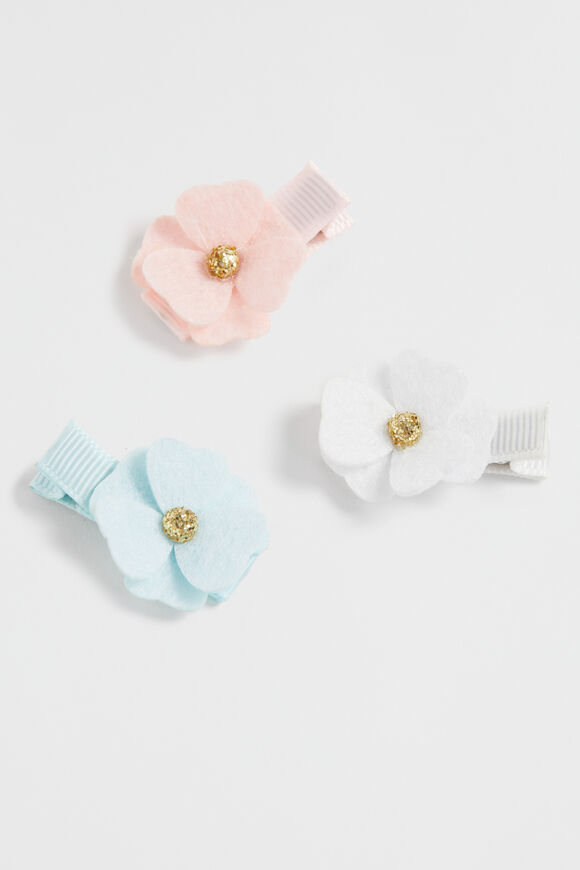 Felt Flower Duck Clip Trio  Multi  hi-res