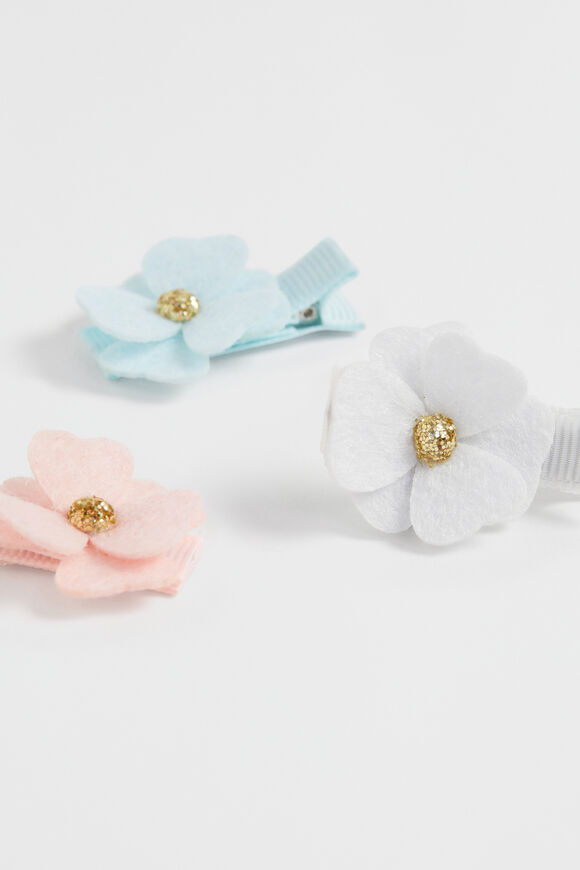 Felt Flower Duck Clip Trio  Multi  hi-res