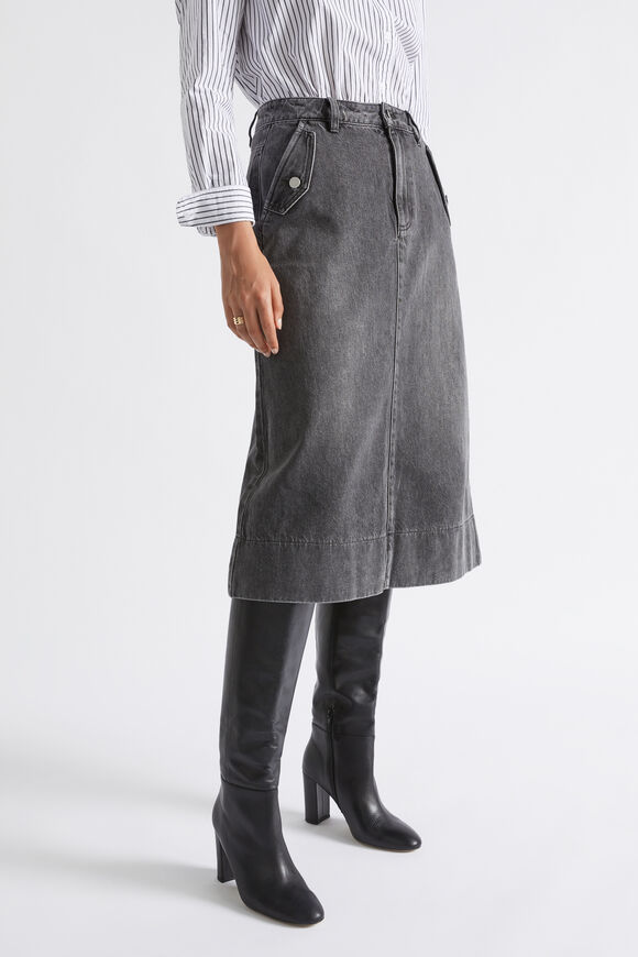 Denim Midi Skirt  Graphite Denim  hi-res