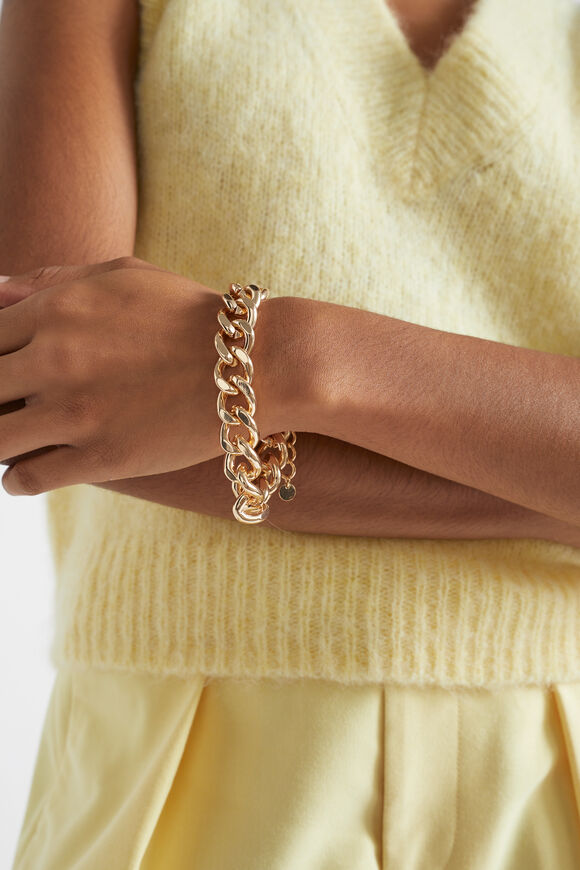 Flat Curb Chain Bracelet  Gold  hi-res