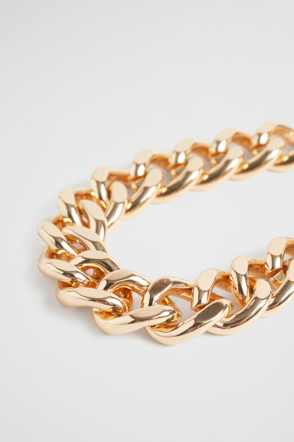Flat Curb Chain Bracelet  Gold  hi-res