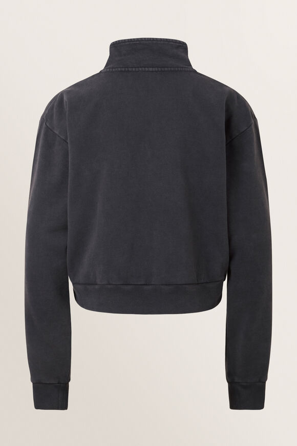 Acid Wash Zip Sweater  Washed Black  hi-res
