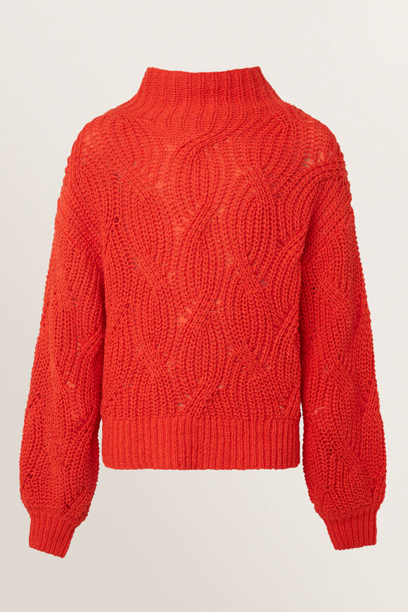 Cable Sweater  Scarlet Red  hi-res