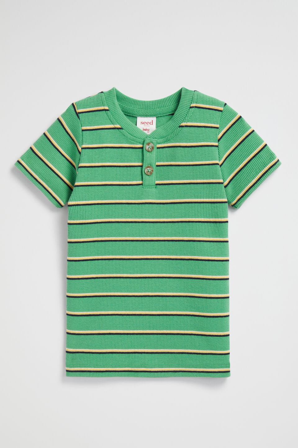 Core Henley Rib Tee  Apple Green