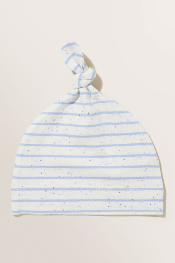 Stripe Knot Hat  Blue Speckle  hi-res