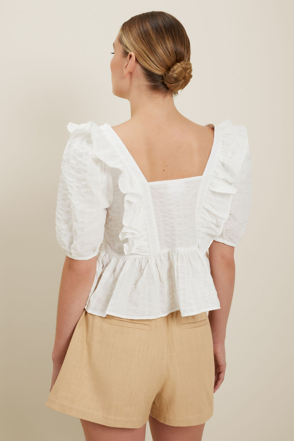 Textured Frill Blouse  Whisper White