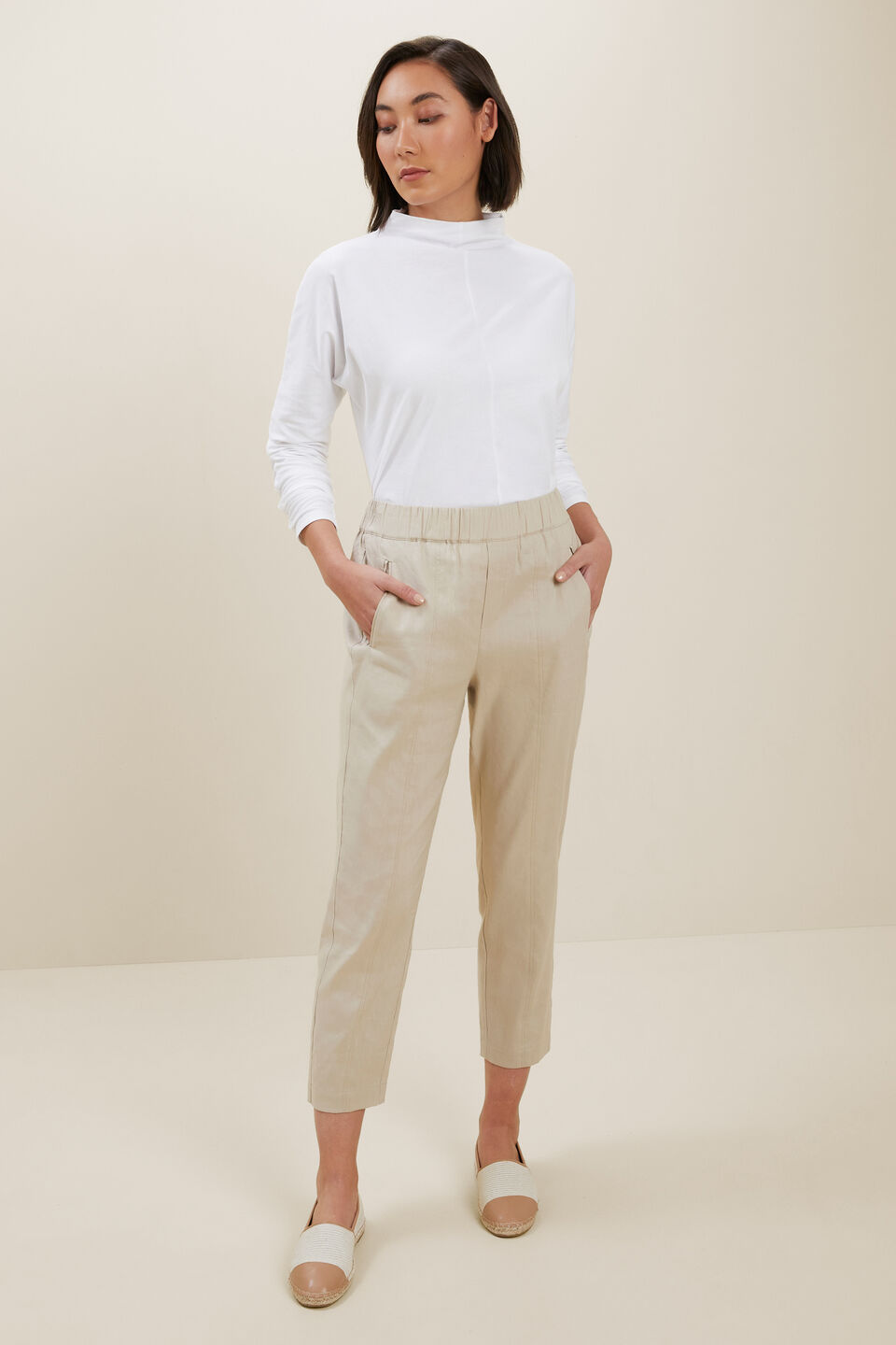 Mock Neck Long Sleeve Top  Whisper White