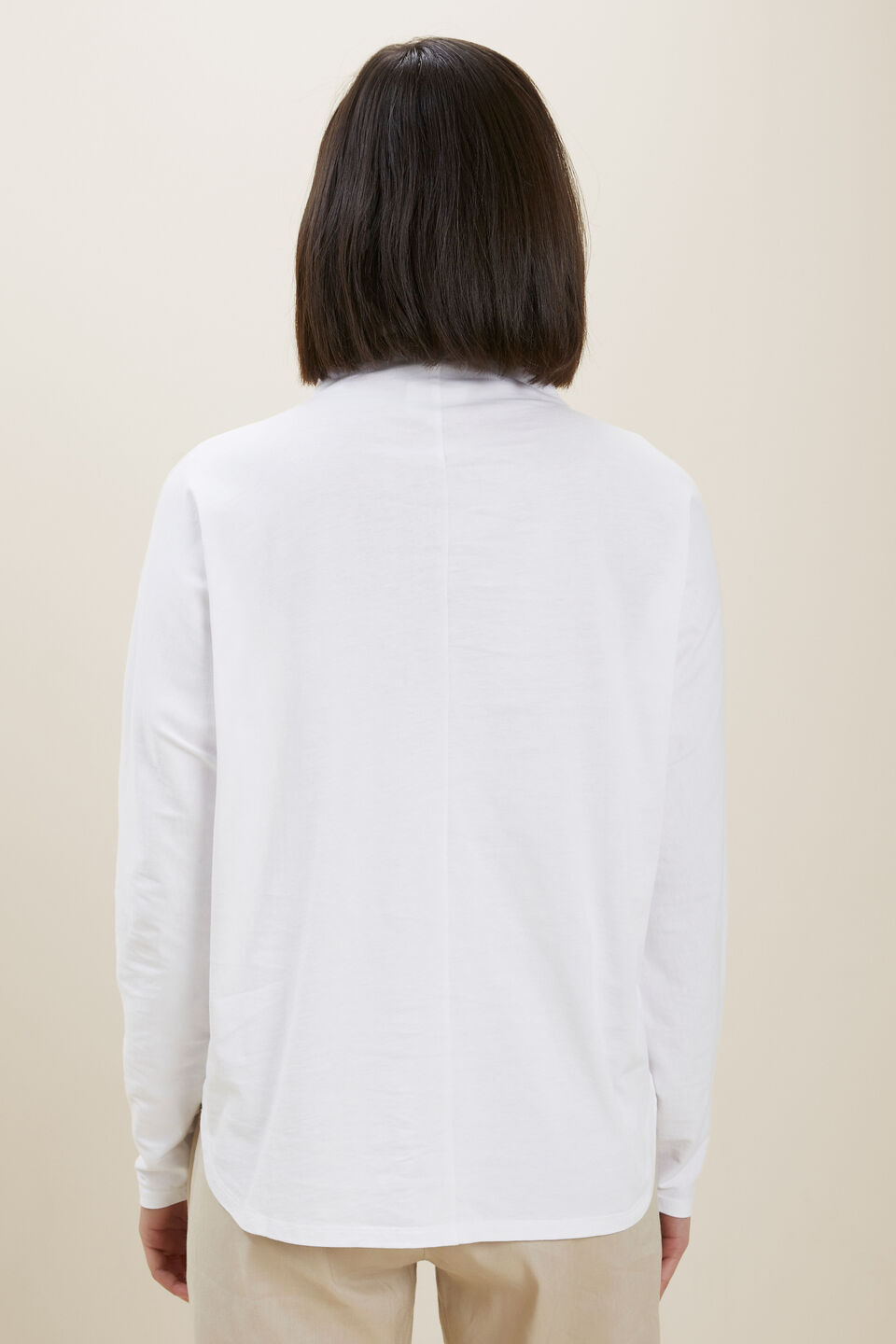 Mock Neck Long Sleeve Top  Whisper White