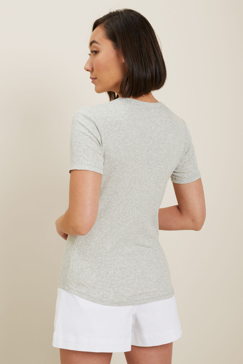 Fitted Tee  Light Ash Marle