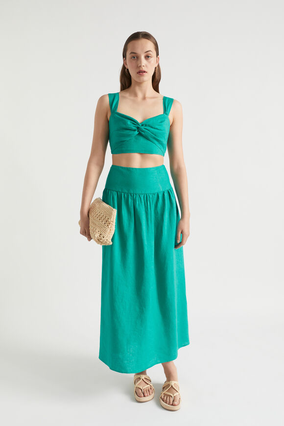 Core Linen Gathered Maxi Skirt  Deep Teal  hi-res