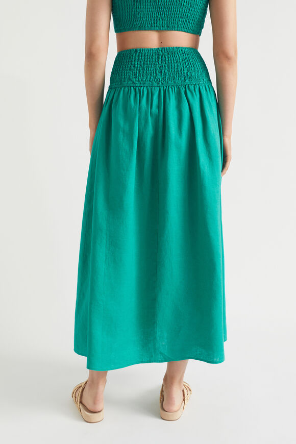 Core Linen Gathered Maxi Skirt  Deep Teal  hi-res