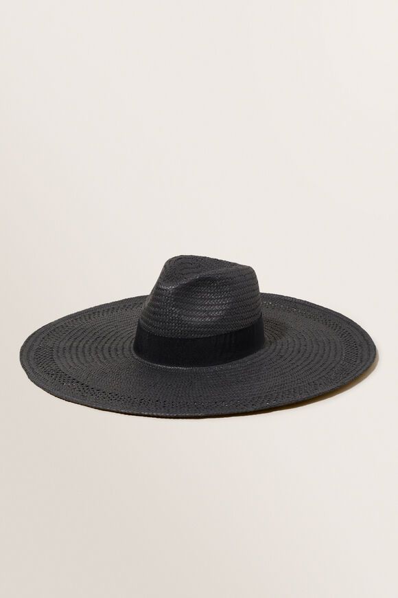 Straw Sun Hat  Black  hi-res