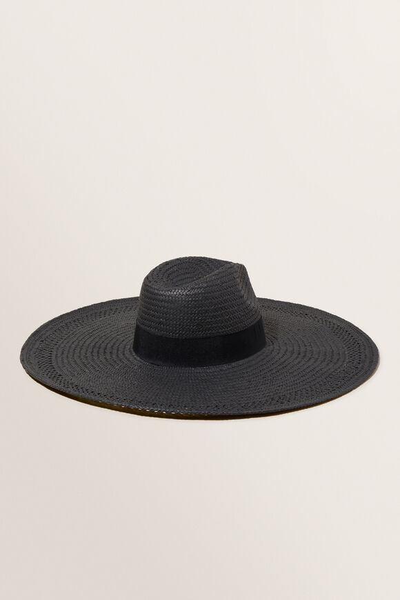 Straw Sun Hat  Black  hi-res
