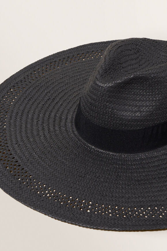 Straw Sun Hat  Black  hi-res