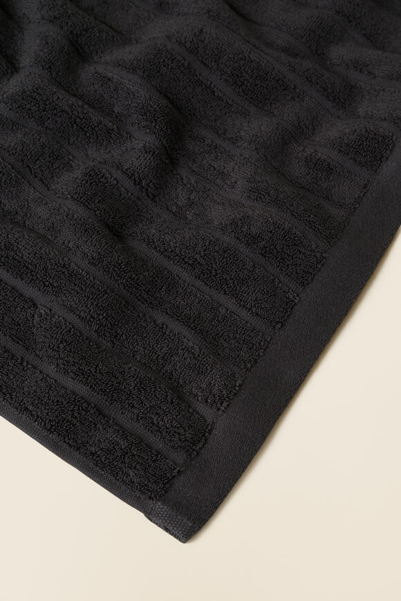 Cotton Stripe Bath Towel   Charcoal  hi-res