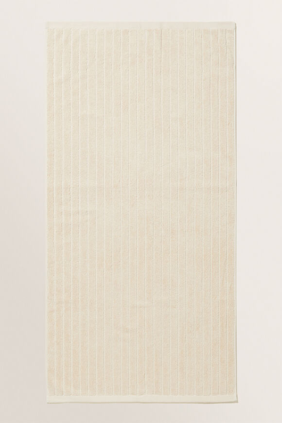 Cotton Stripe Bath Towel   Ivory Cream  hi-res