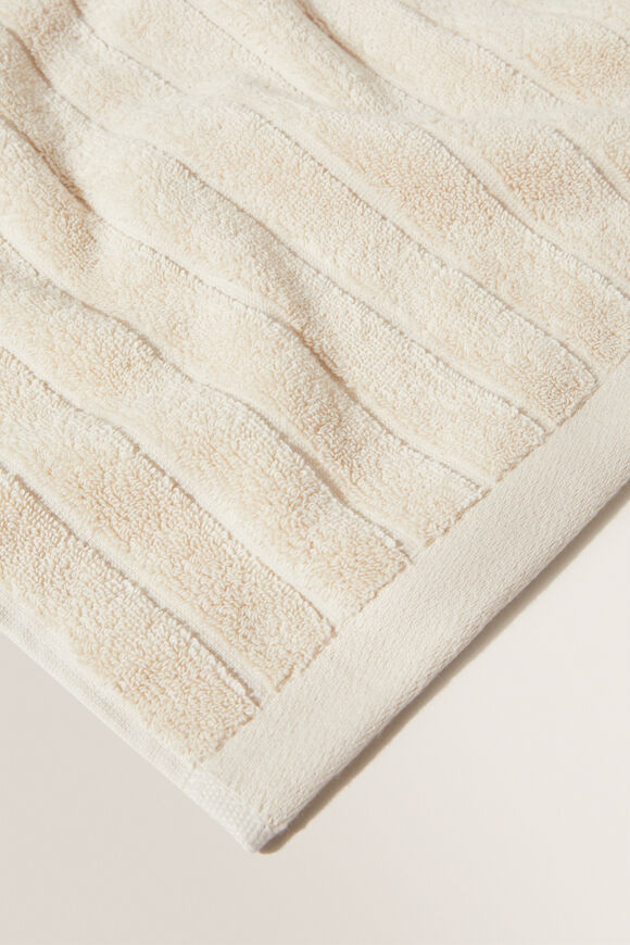 Cotton Stripe Bath Towel   Ivory Cream  hi-res