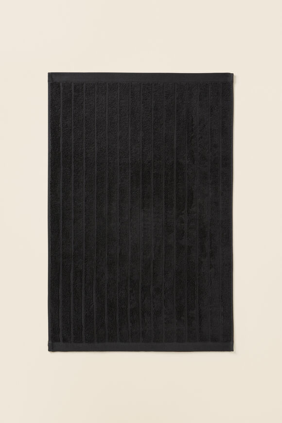 Cotton Stripe Hand Towel   Charcoal  hi-res