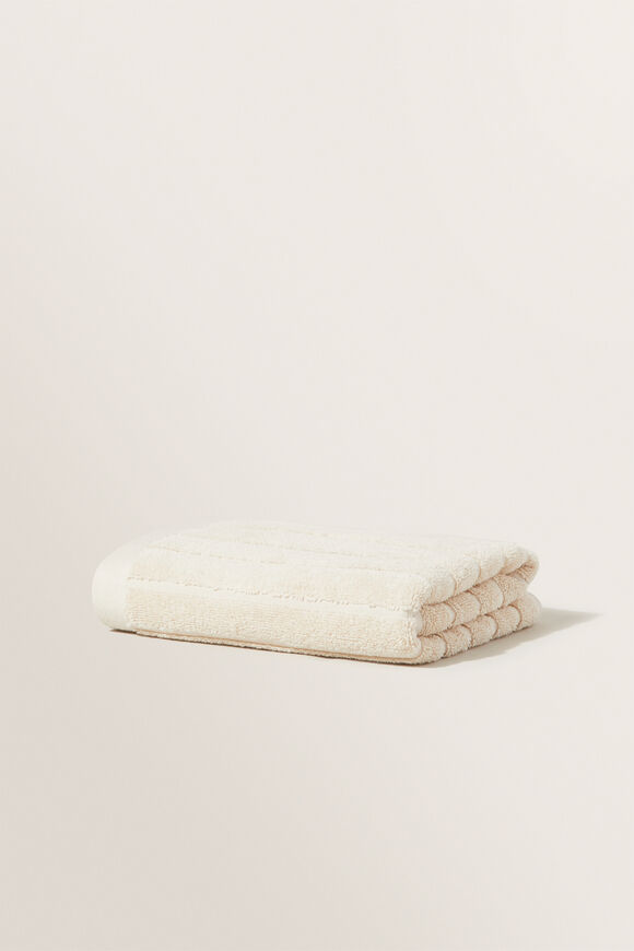 Cotton Stripe Hand Towel   Ivory Cream  hi-res