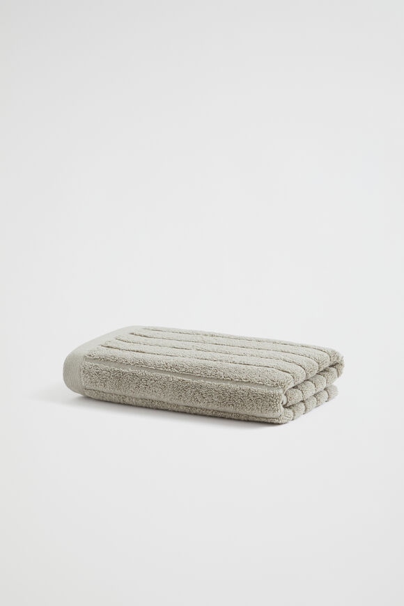 Cotton Stripe Hand Towel   Olive  hi-res