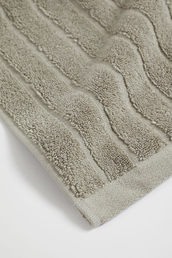 Cotton Stripe Hand Towel   Olive  hi-res