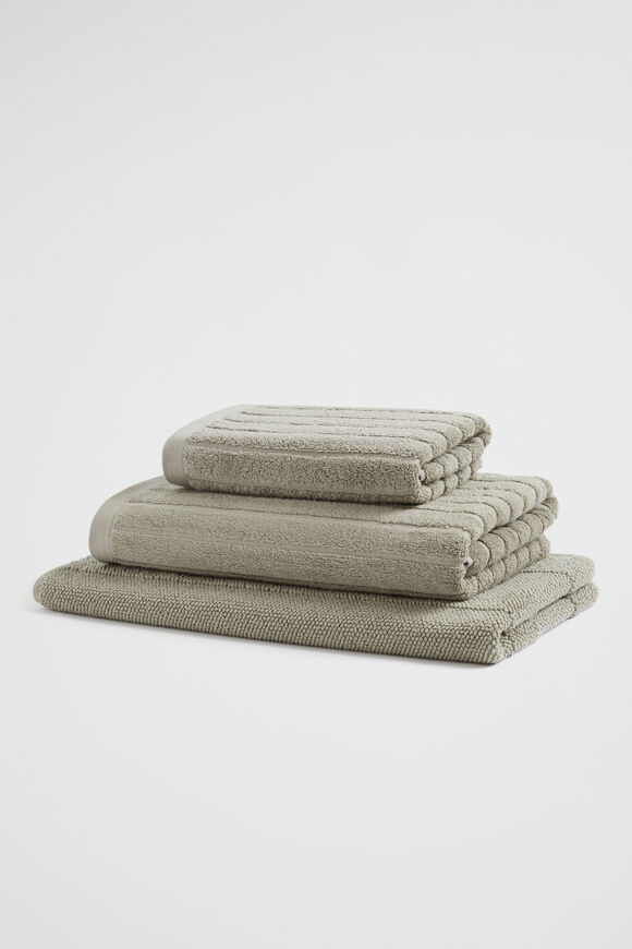 Cotton Stripe Hand Towel   Olive  hi-res