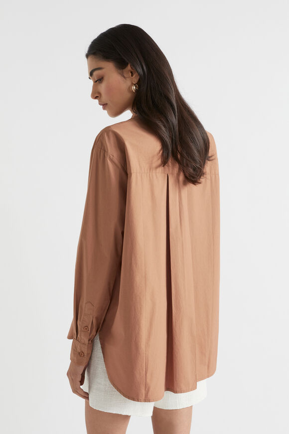 Poplin Button Down Shirt  Auburn Brown  hi-res