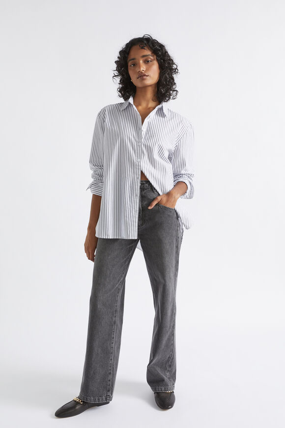 Poplin Button Down Shirt  Black Stripe  hi-res