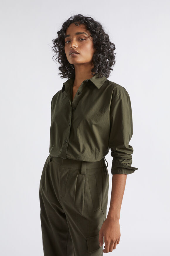 Poplin Button Down Shirt  Dark Fern  hi-res