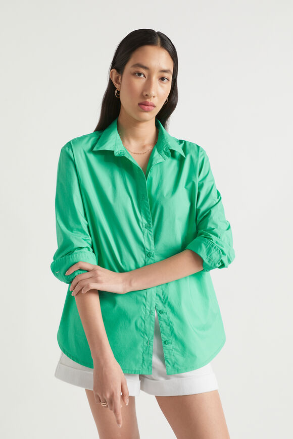 Poplin Button Down Shirt  Jade Green  hi-res