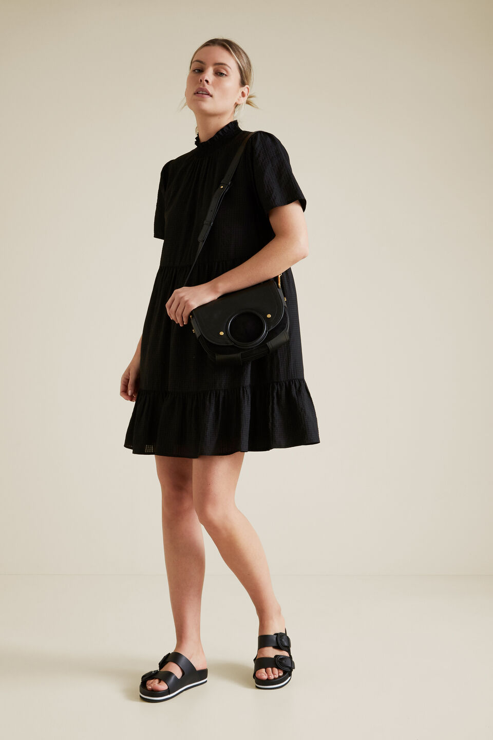 Gathered High Neck Dress  