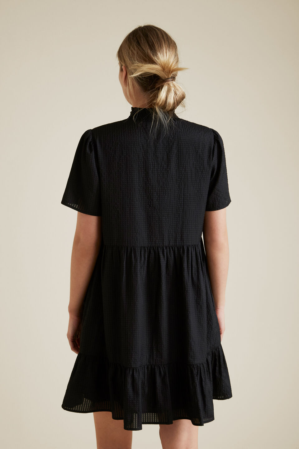 Gathered High Neck Dress  